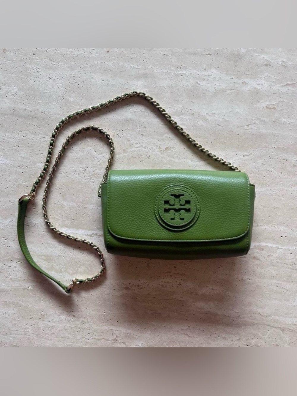 Tory Burch Green Leather Chain Crossbody Shoulder Bag